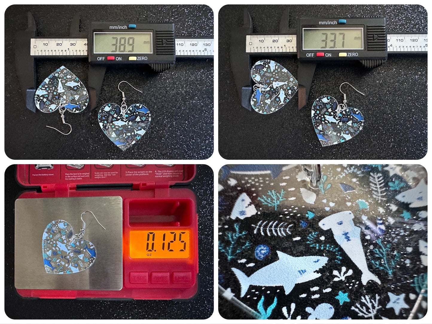 Shark Earrings: Laser Cut Acrylic Sharks, Shark Week, Shark Teeth, Shark Jaw Skeleton, Aquarium, Ocean Animals, Best Gifts for Her/Him/Them