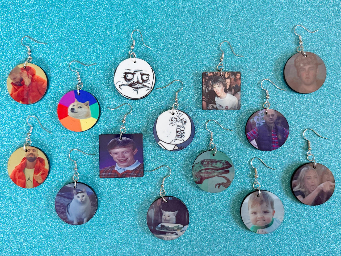 This is Fine Earrings: Laser Cut Acrylic Meme Earrings, Dog & Fire Memes, Novelty, Pop Culture, Green Earrings, Best Gifts for Her/Him/Them