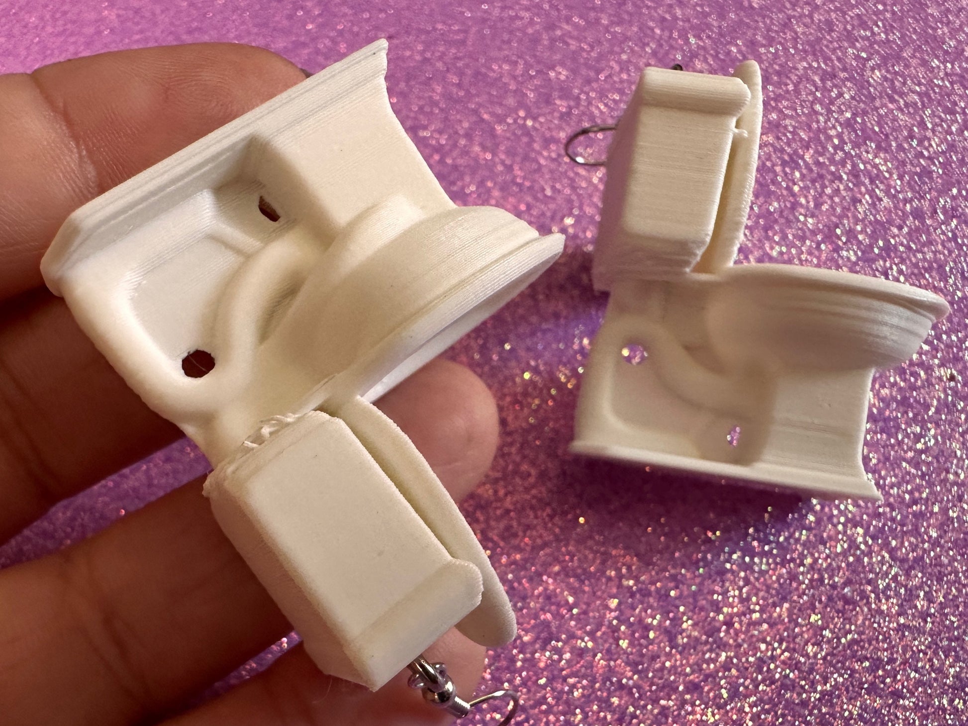 3D-Printed Toilet Earrings: Bathroom, Loo, Restroom, Water Closet, WC, Novelty, Plumber, Porcelain Throne, Poop, Best Gifts for Her/Him/Them