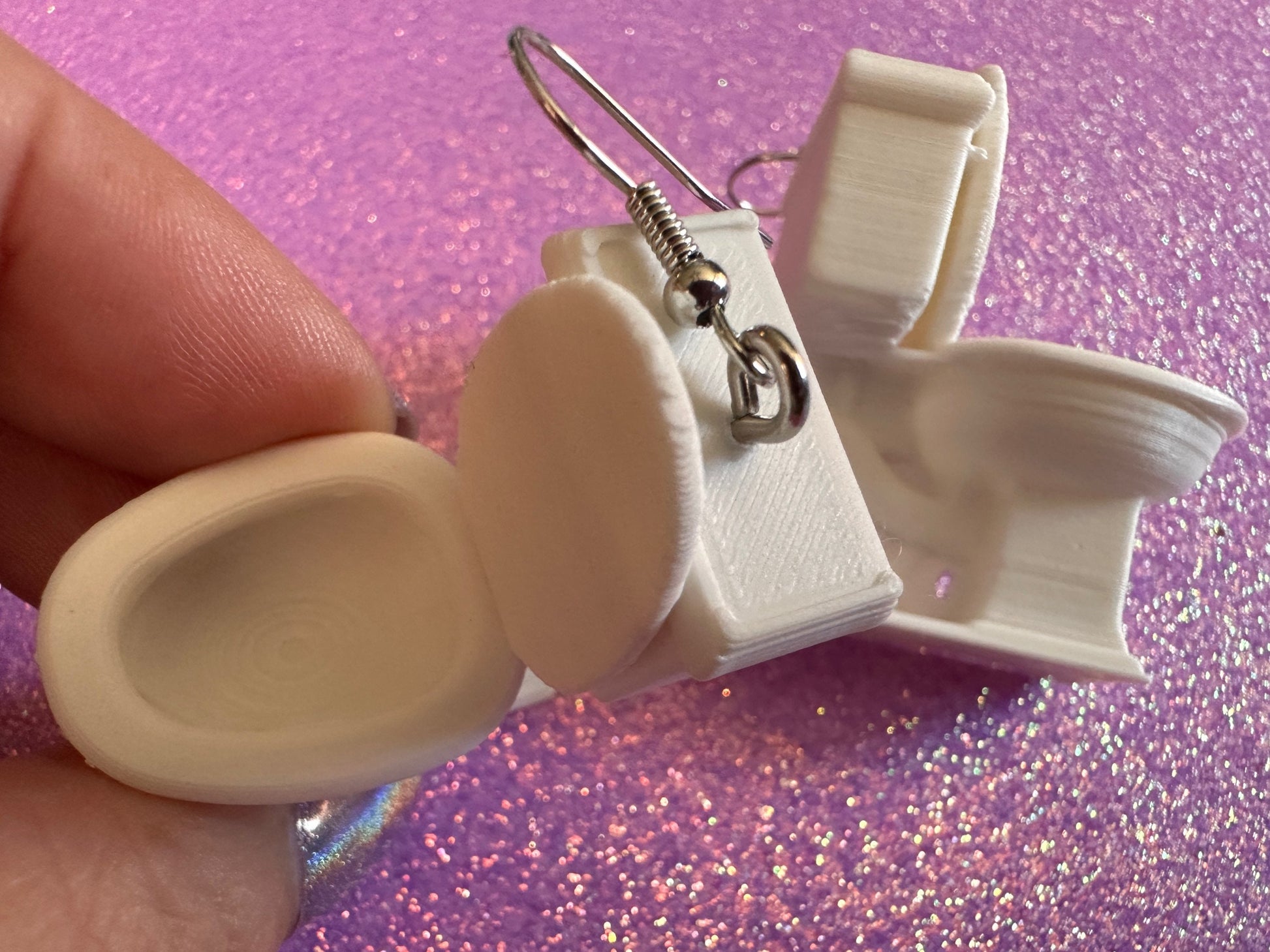 3D-Printed Toilet Earrings: Bathroom, Loo, Restroom, Water Closet, WC, Novelty, Plumber, Porcelain Throne, Poop, Best Gifts for Her/Him/Them