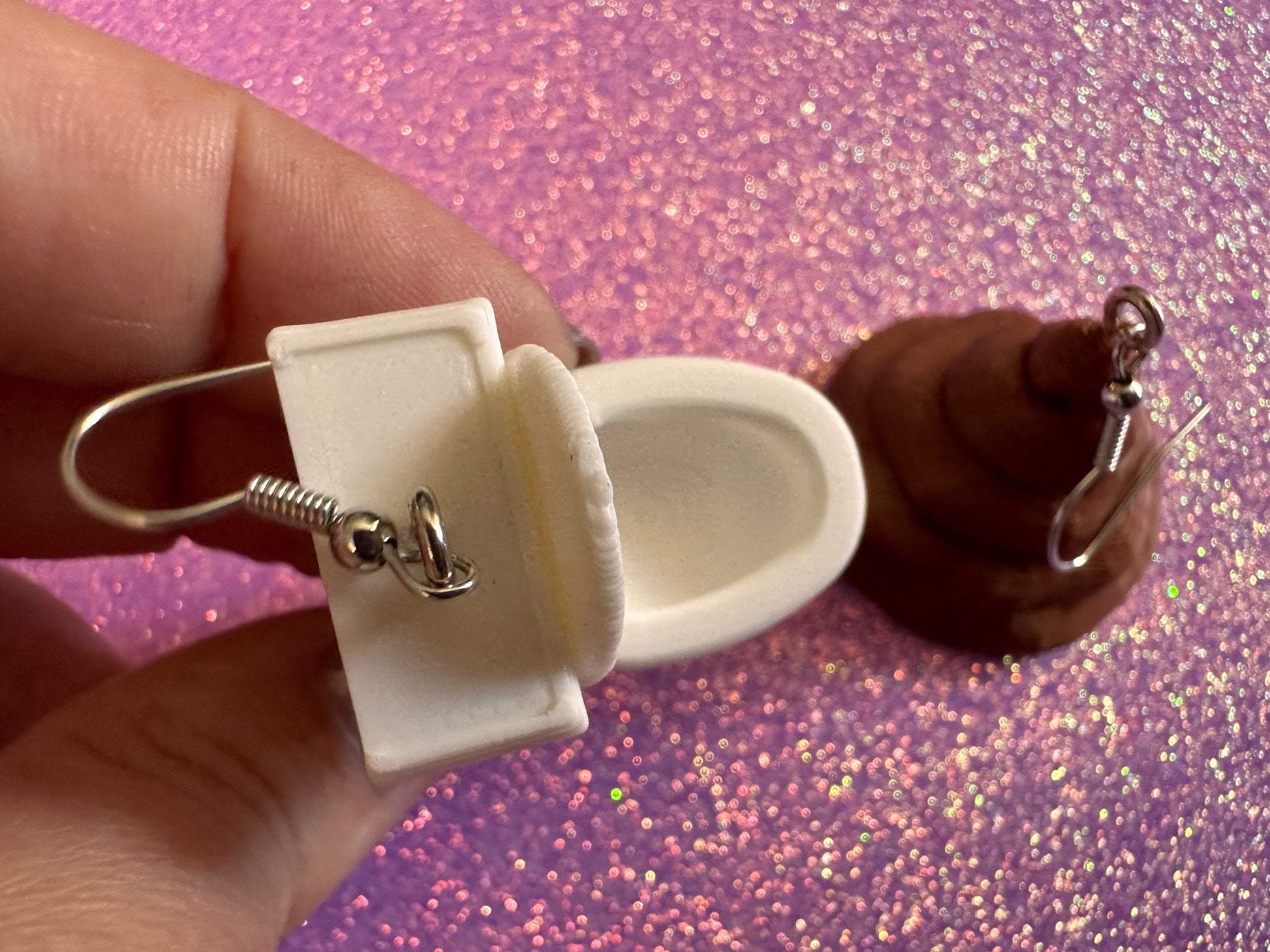 3D-Printed Toilet Earrings: Bathroom, Loo, Restroom, Water Closet, WC, Novelty, Poop, Poop Emoji, Funny Poop, Best Gifts for Her/Him/Them