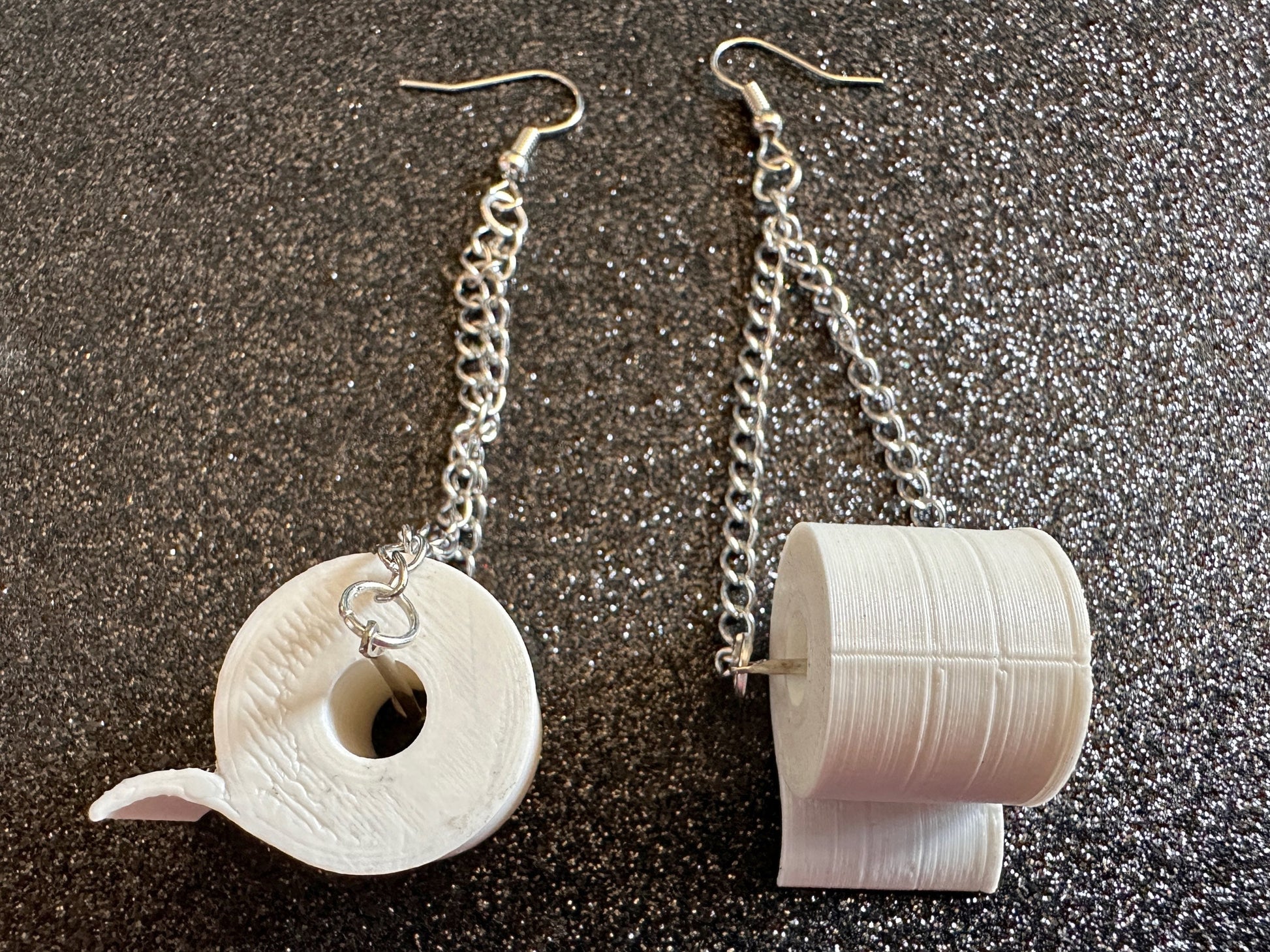 3D-Printed Toilet Paper Earrings: Bathroom, Loo, Restroom, Water Closet, WC, Covid, Toilet Paper Rolls, Novelty, Best Gifts for Her/Him/Them