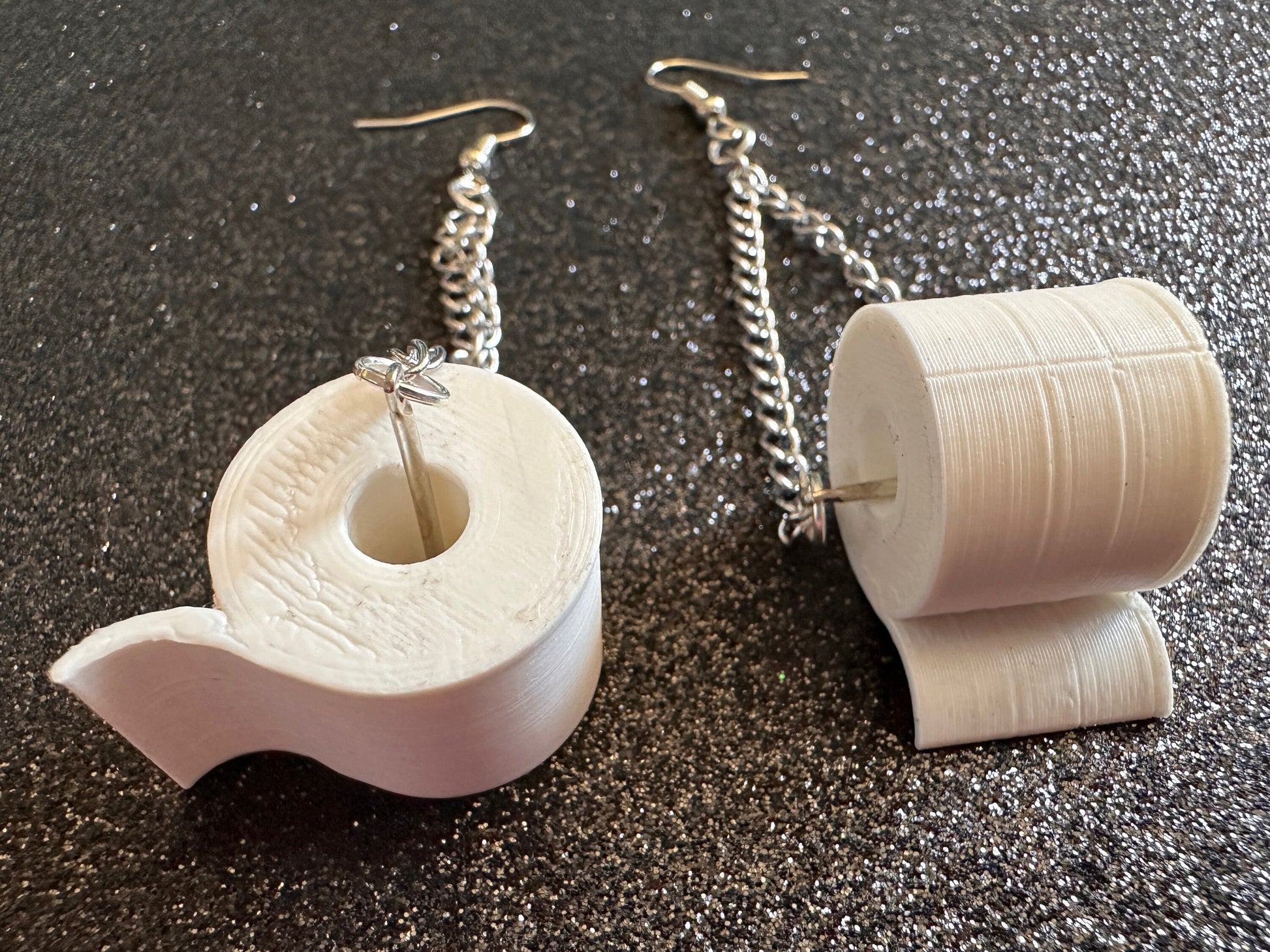 3D-Printed Toilet Paper Earrings: Bathroom, Loo, Restroom, Water Closet, WC, Covid, Toilet Paper Rolls, Novelty, Best Gifts for Her/Him/Them