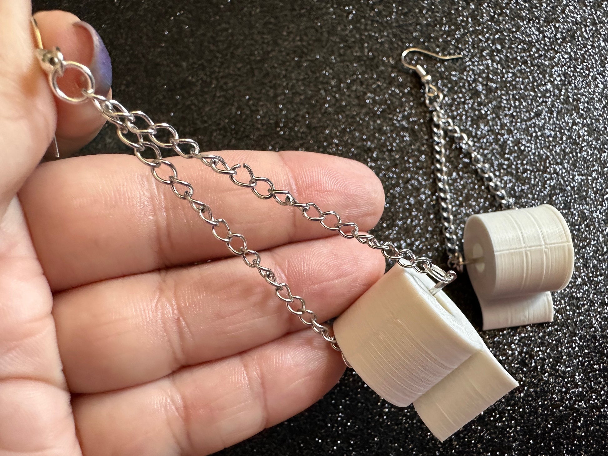 3D-Printed Toilet Paper Earrings: Bathroom, Loo, Restroom, Water Closet, WC, Covid, Toilet Paper Rolls, Novelty, Best Gifts for Her/Him/Them