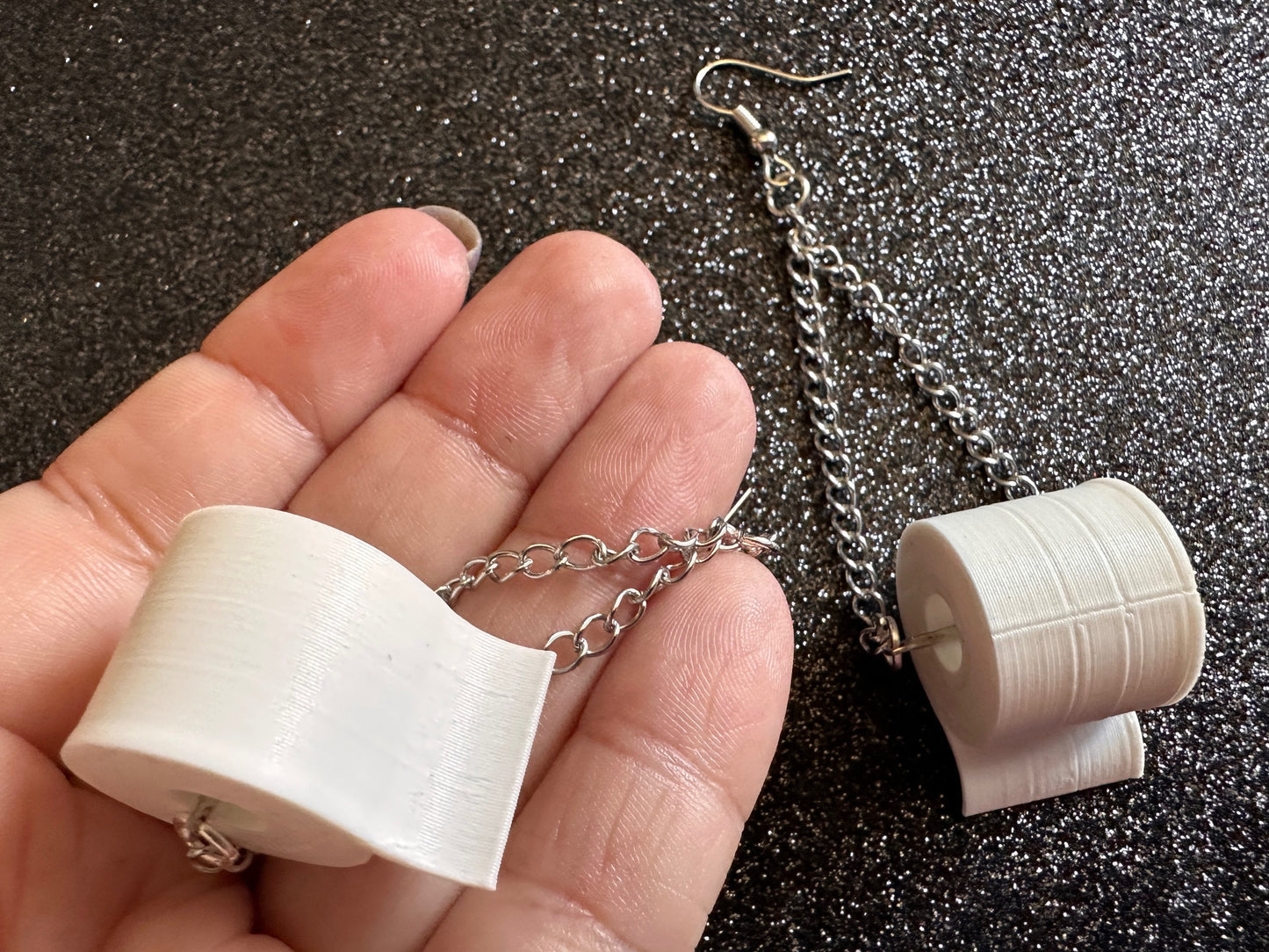 3D-Printed Toilet Paper Earrings: Bathroom, Loo, Restroom, Water Closet, WC, Covid, Toilet Paper Rolls, Novelty, Best Gifts for Her/Him/Them