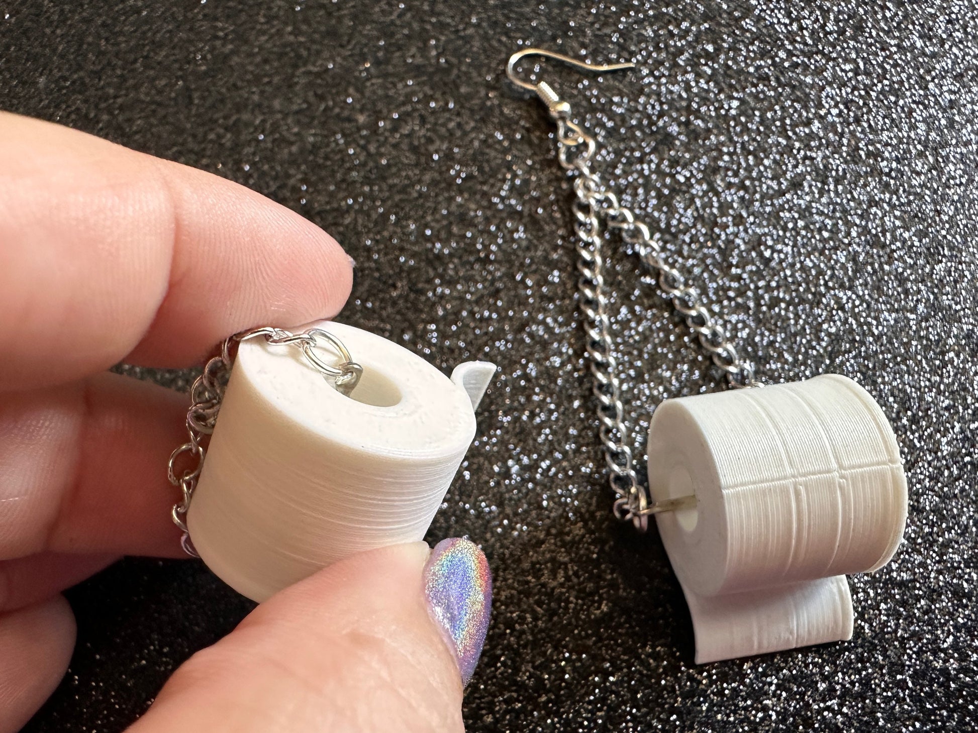 3D-Printed Toilet Paper Earrings: Bathroom, Loo, Restroom, Water Closet, WC, Covid, Toilet Paper Rolls, Novelty, Best Gifts for Her/Him/Them