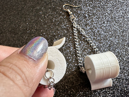 3D-Printed Toilet Paper Earrings: Bathroom, Loo, Restroom, Water Closet, WC, Covid, Toilet Paper Rolls, Novelty, Best Gifts for Her/Him/Them