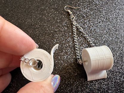 3D-Printed Toilet Paper Earrings: Bathroom, Loo, Restroom, Water Closet, WC, Covid, Toilet Paper Rolls, Novelty, Best Gifts for Her/Him/Them