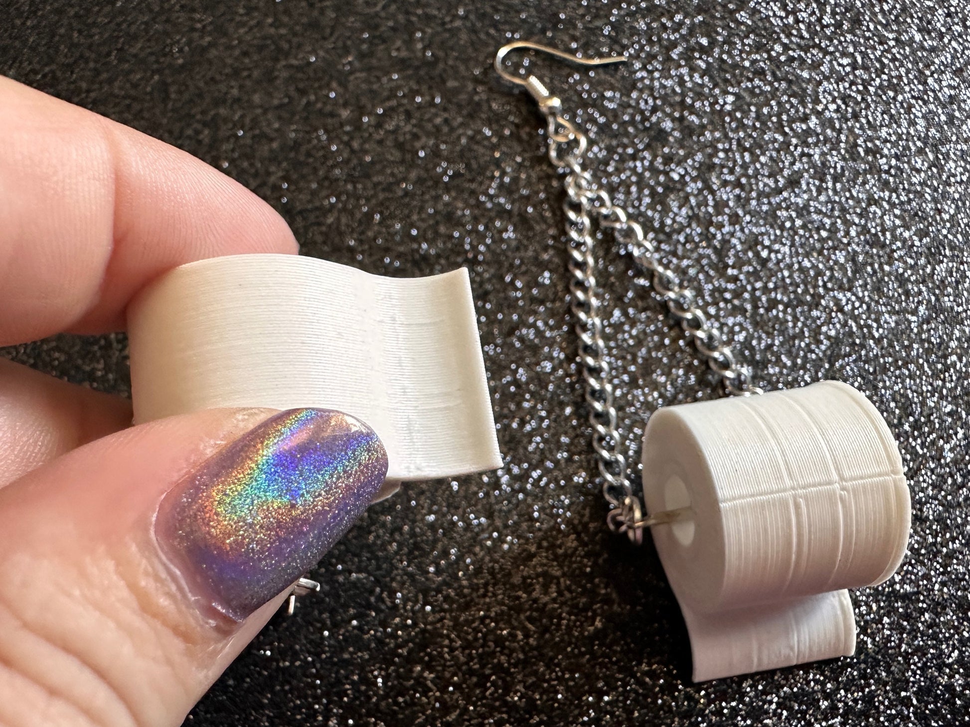 3D-Printed Toilet Paper Earrings: Bathroom, Loo, Restroom, Water Closet, WC, Covid, Toilet Paper Rolls, Novelty, Best Gifts for Her/Him/Them