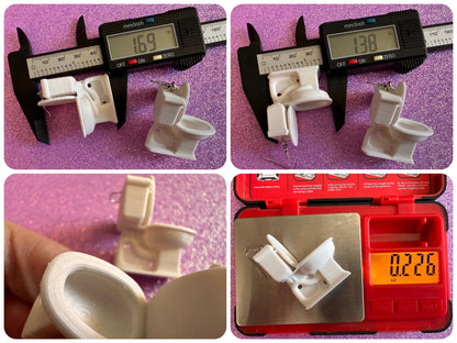 3D-Printed Toilet Themed Earrings: Toilet Paper, Poop, Bathroom, Loo, Restroom, Water Closet, WC, Wipe, Novelty, Best Gifts for Her/Him/Them