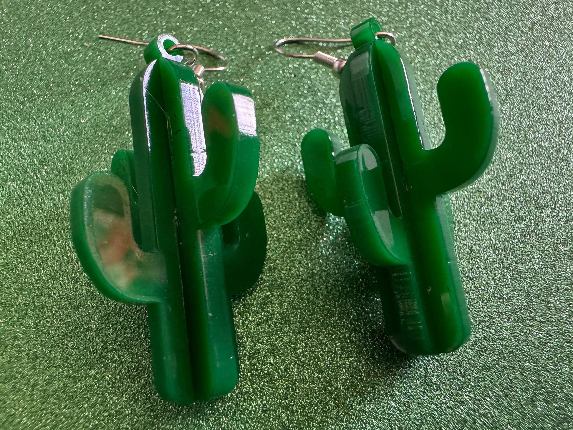 3D Cactus Earrings: Laser Cut Acrylic Palm Cacti, Green Earrings, Plants, Tropical, Spiky Cactuses, Best Gifts for Her/Him/Them