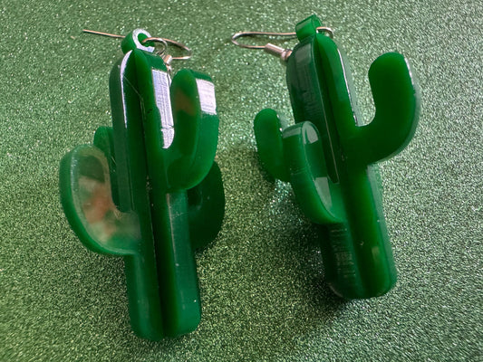 3D Cactus Earrings: Laser Cut Acrylic Palm Cacti, Green Earrings, Plants, Tropical, Spiky Cactuses, Best Gifts for Her/Him/Them