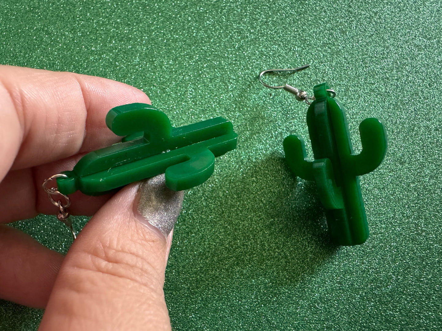 3D Cactus Earrings: Laser Cut Acrylic Palm Cacti, Green Earrings, Plants, Tropical, Spiky Cactuses, Best Gifts for Her/Him/Them