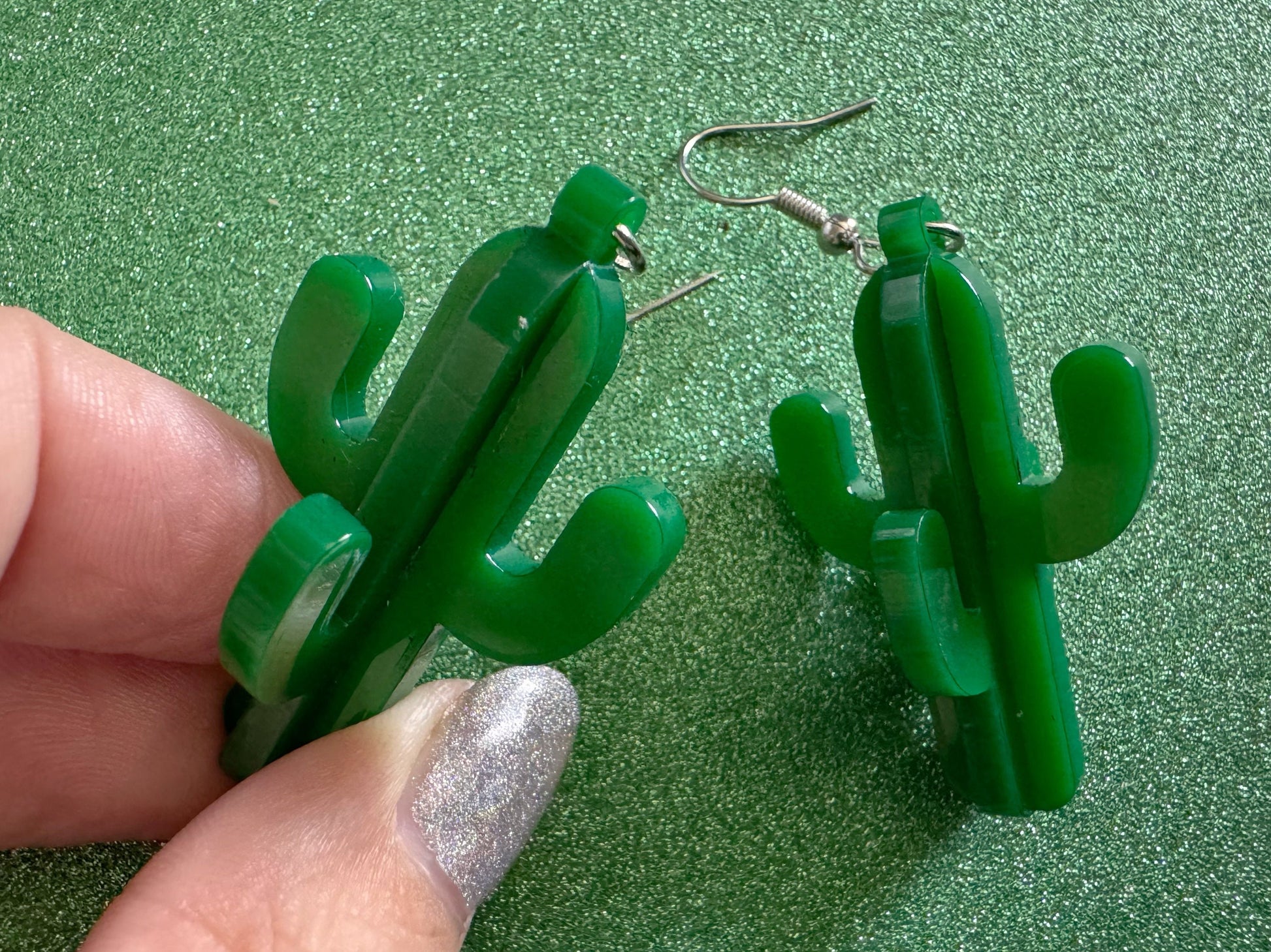 3D Cactus Earrings: Laser Cut Acrylic Palm Cacti, Green Earrings, Plants, Tropical, Spiky Cactuses, Best Gifts for Her/Him/Them