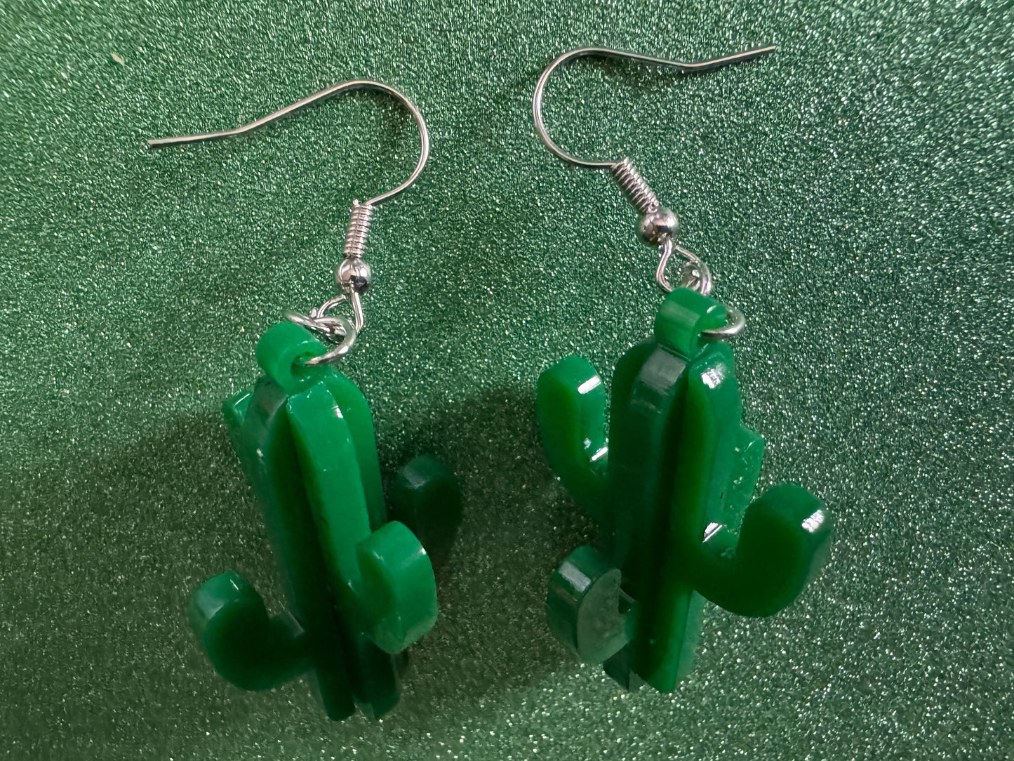 3D Cactus Earrings: Laser Cut Acrylic Palm Cacti, Green Earrings, Plants, Tropical, Spiky Cactuses, Best Gifts for Her/Him/Them