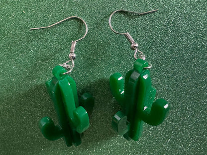 3D Cactus Earrings: Laser Cut Acrylic Palm Cacti, Green Earrings, Plants, Tropical, Spiky Cactuses, Best Gifts for Her/Him/Them