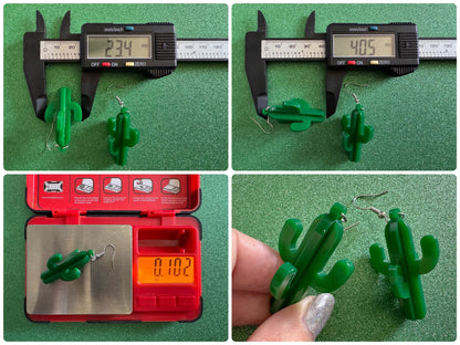 3D Cactus Earrings: Laser Cut Acrylic Palm Cacti, Green Earrings, Plants, Tropical, Spiky Cactuses, Best Gifts for Her/Him/Them