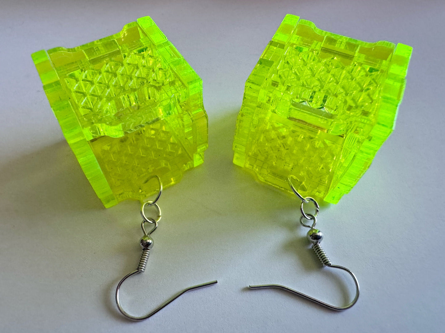 3D Crate Earrings: Laser Cut Acrylic Crates, Novelty Earrings, Unique, Moving, Storage, Neon Crates, Miniature, Best Gifts for Her/Him/Them