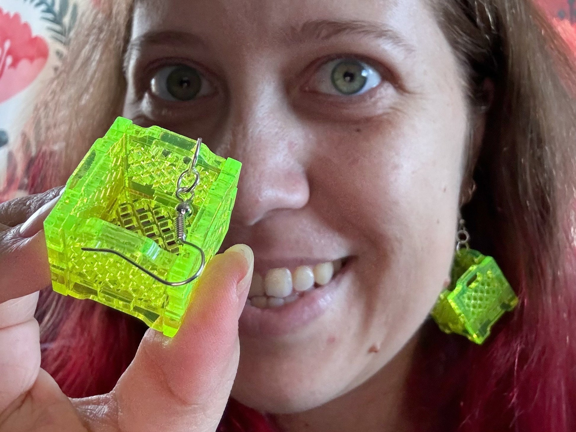 3D Crate Earrings: Laser Cut Acrylic Crates, Novelty Earrings, Unique, Moving, Storage, Neon Crates, Miniature, Best Gifts for Her/Him/Them