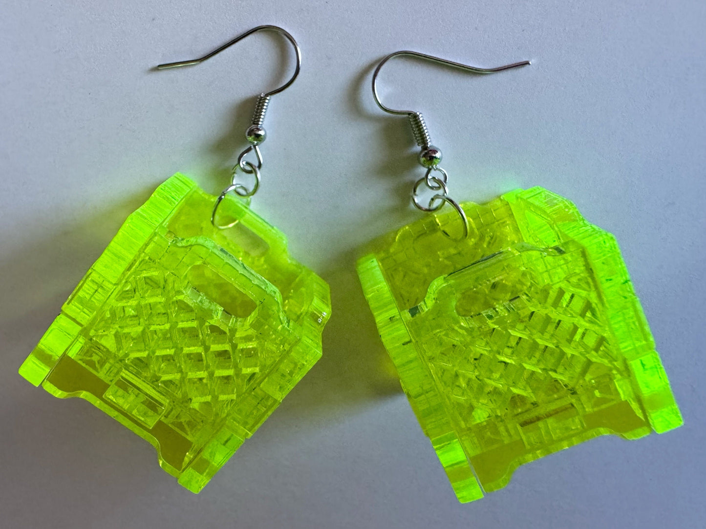 3D Crate Earrings: Laser Cut Acrylic Crates, Novelty Earrings, Unique, Moving, Storage, Neon Crates, Miniature, Best Gifts for Her/Him/Them