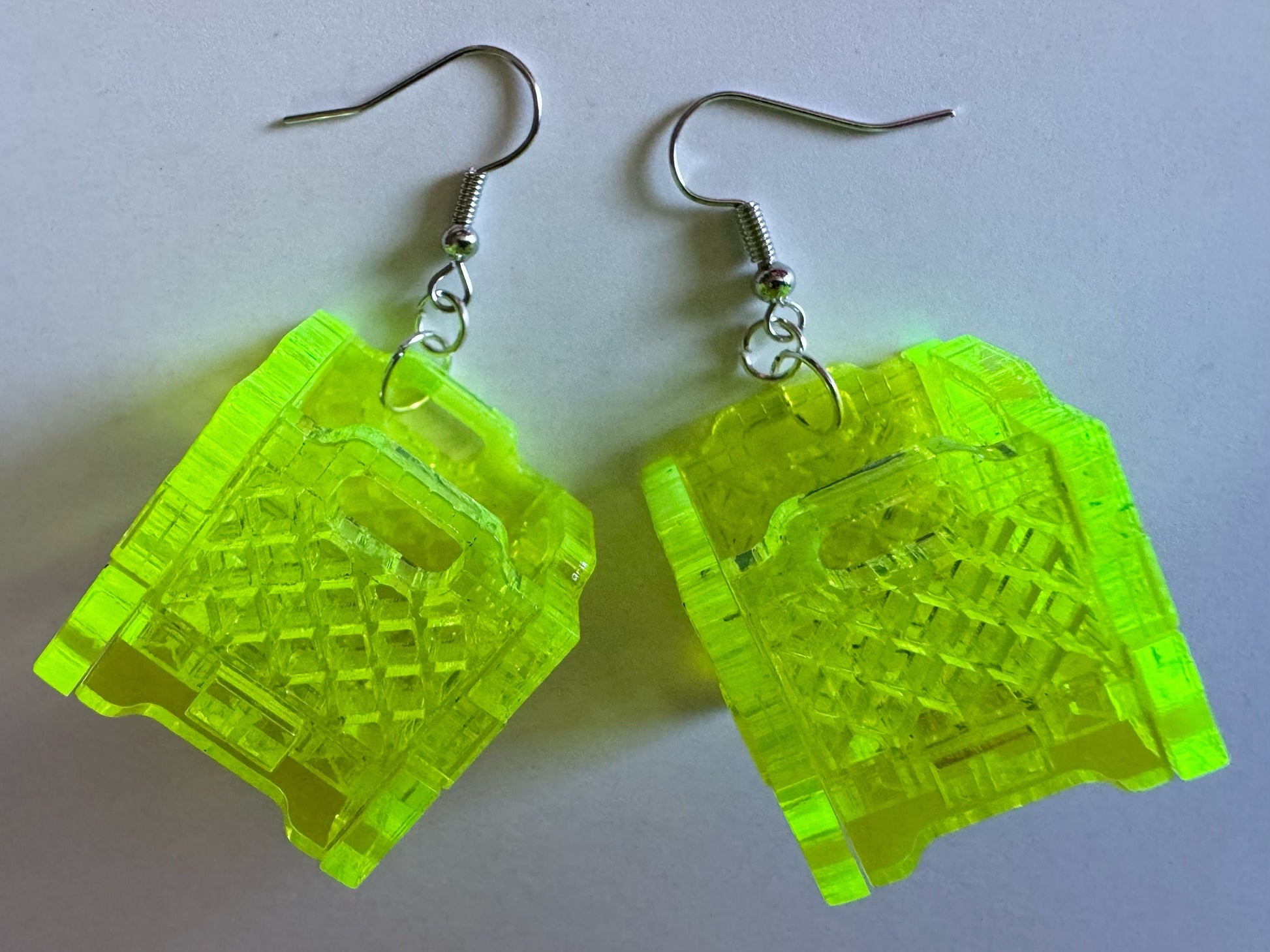 3D Crate Earrings: Laser Cut Acrylic Crates, Novelty Earrings, Unique, Moving, Storage, Neon Crates, Miniature, Best Gifts for Her/Him/Them