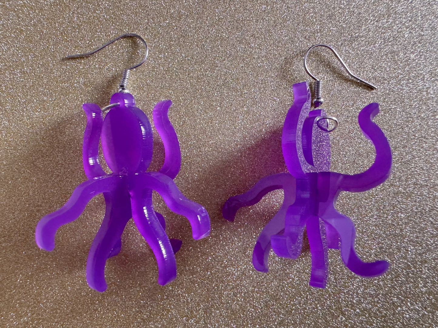 3D Octopus Earrings: Laser Cut Acrylic Octopuses, Aquarium Fish, Ocean Creatures, Tropical Animals, Octopi, Best Gifts for Her/Him/Them