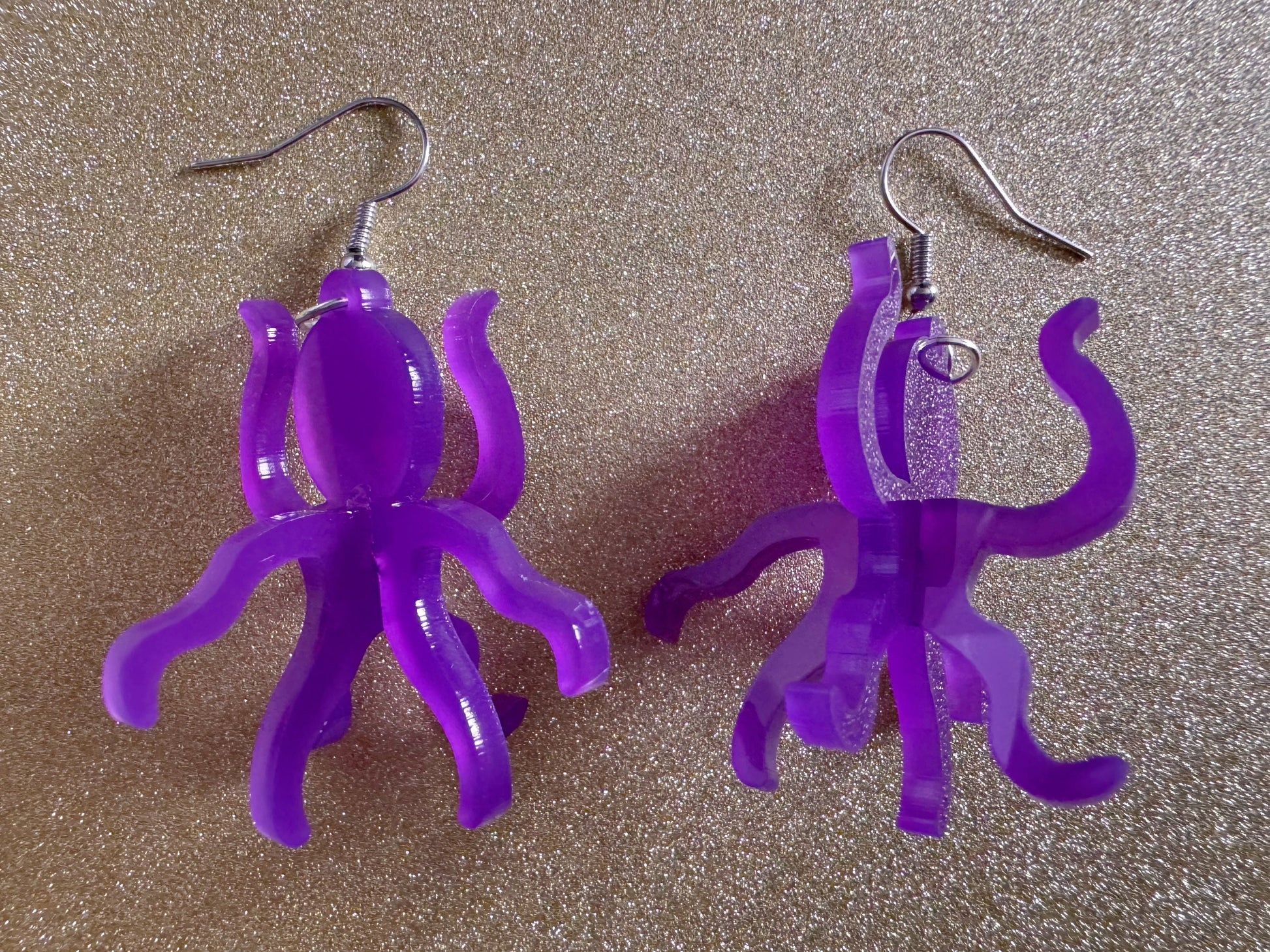 3D Octopus Earrings: Laser Cut Acrylic Octopuses, Aquarium Fish, Ocean Creatures, Tropical Animals, Octopi, Best Gifts for Her/Him/Them
