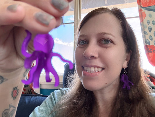 3D Octopus Earrings: Laser Cut Acrylic Octopuses, Aquarium Fish, Ocean Creatures, Tropical Animals, Octopi, Best Gifts for Her/Him/Them