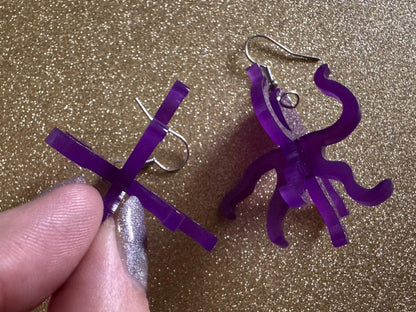 3D Octopus Earrings: Laser Cut Acrylic Octopuses, Aquarium Fish, Ocean Creatures, Tropical Animals, Octopi, Best Gifts for Her/Him/Them