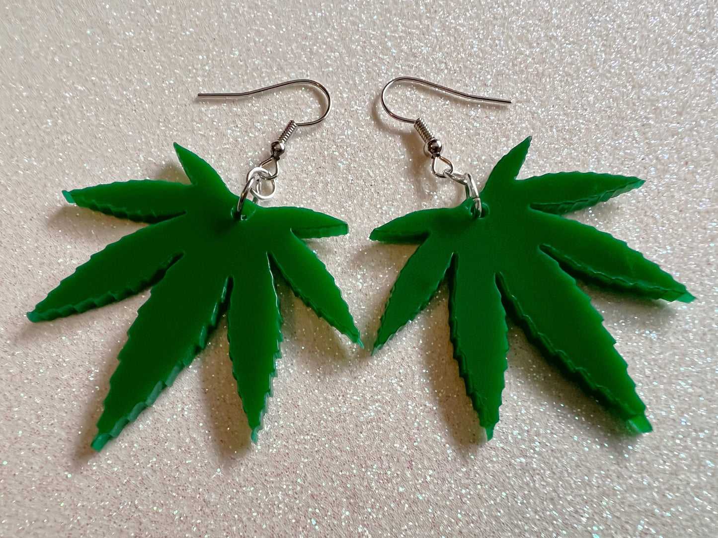 420 Leaf Earrings: Laser Cut Acrylic Leaves, Green Earrings, Plants, 420, Pot, Gag Gift, Novelty, Best Gifts for Her/Him/Them