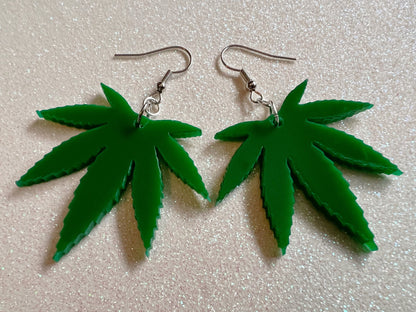 420 Leaf Earrings: Laser Cut Acrylic Leaves, Green Earrings, Plants, 420, Pot, Gag Gift, Novelty, Best Gifts for Her/Him/Them