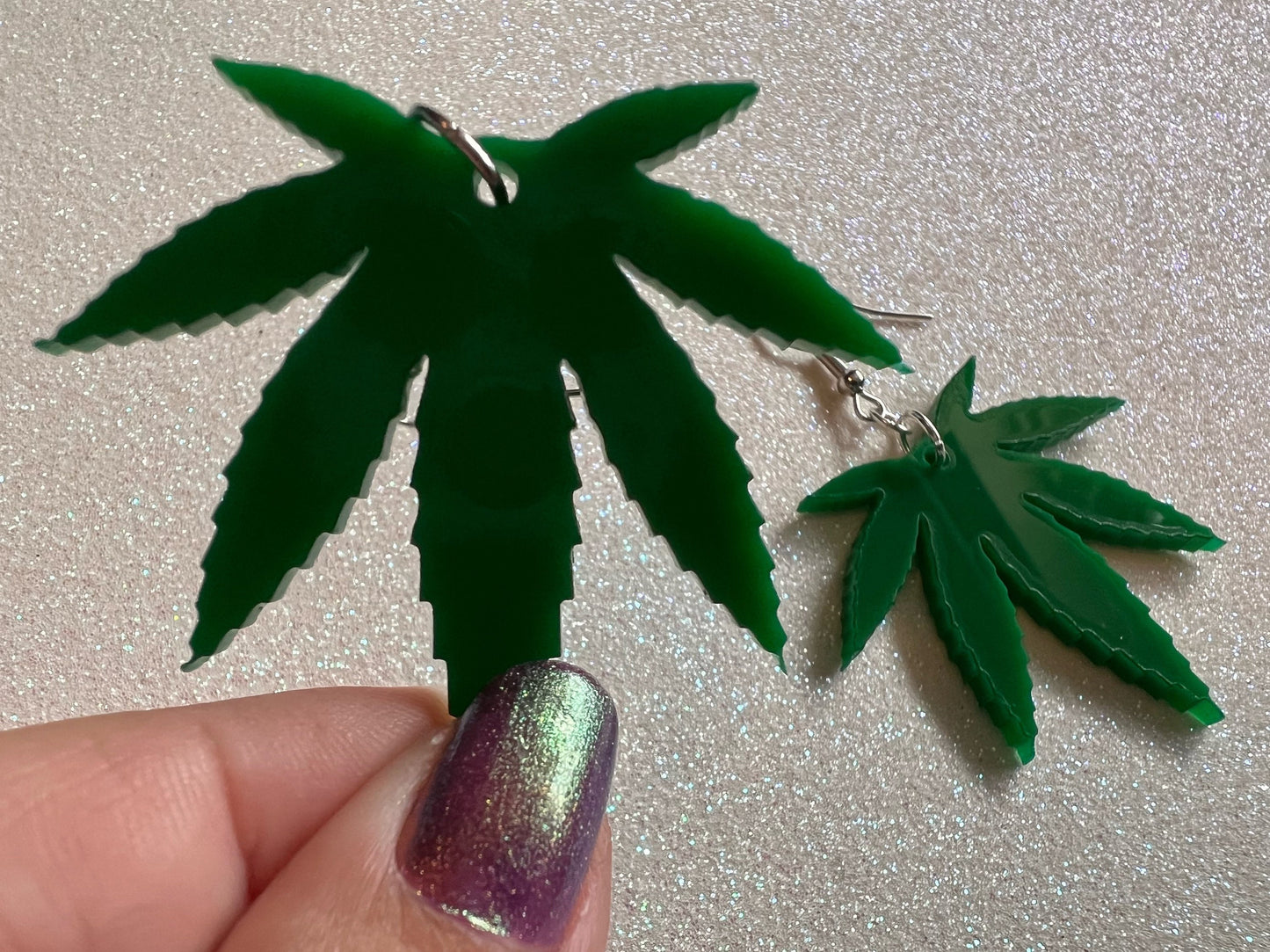 420 Leaf Earrings: Laser Cut Acrylic Leaves, Green Earrings, Plants, 420, Pot, Gag Gift, Novelty, Best Gifts for Her/Him/Them