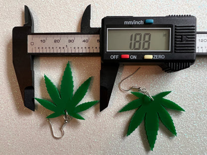 420 Leaf Earrings: Laser Cut Acrylic Leaves, Green Earrings, Plants, 420, Pot, Gag Gift, Novelty, Best Gifts for Her/Him/Them