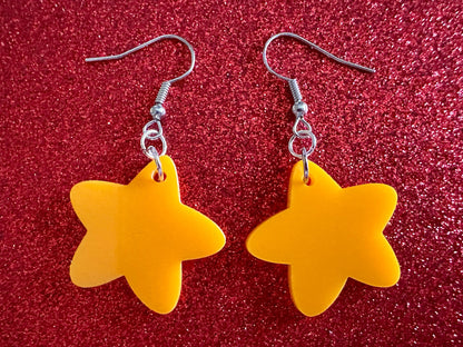 5 Point Star Earrings: Laser Cut Acrylic Stars, Night Sky, Dangle Stars, Xmas, Christmas Tree Topper, Christmas Star, Gifts for Her/Him/Them