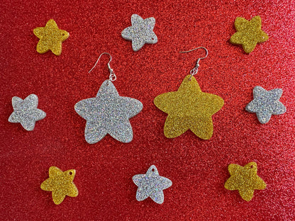 5 Point Star Earrings: Laser Cut Acrylic Stars, Night Sky, Dangle Stars, Xmas, Christmas Tree Topper, Christmas Star, Gifts for Her/Him/Them