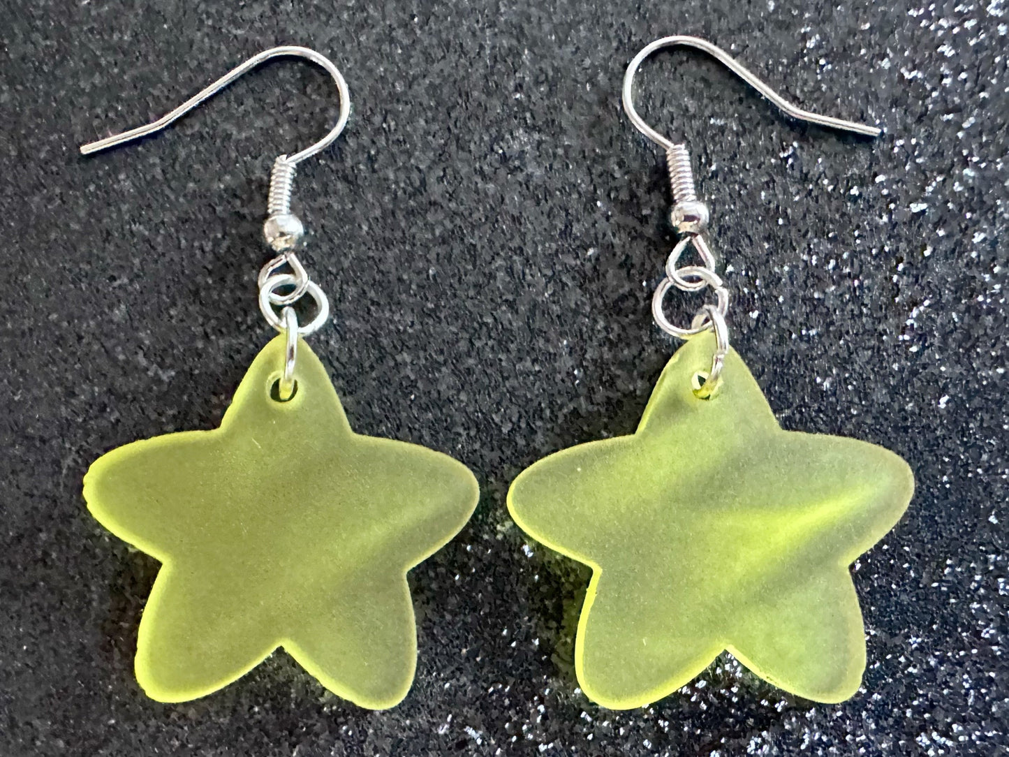 5 Point Star Earrings: Laser Cut Acrylic Stars, Night Sky, Dangle Stars, Xmas, Christmas Tree Topper, Christmas Star, Gifts for Her/Him/Them