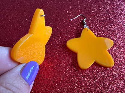 5 Point Star Earrings: Laser Cut Acrylic Stars, Night Sky, Dangle Stars, Xmas, Christmas Tree Topper, Christmas Star, Gifts for Her/Him/Them