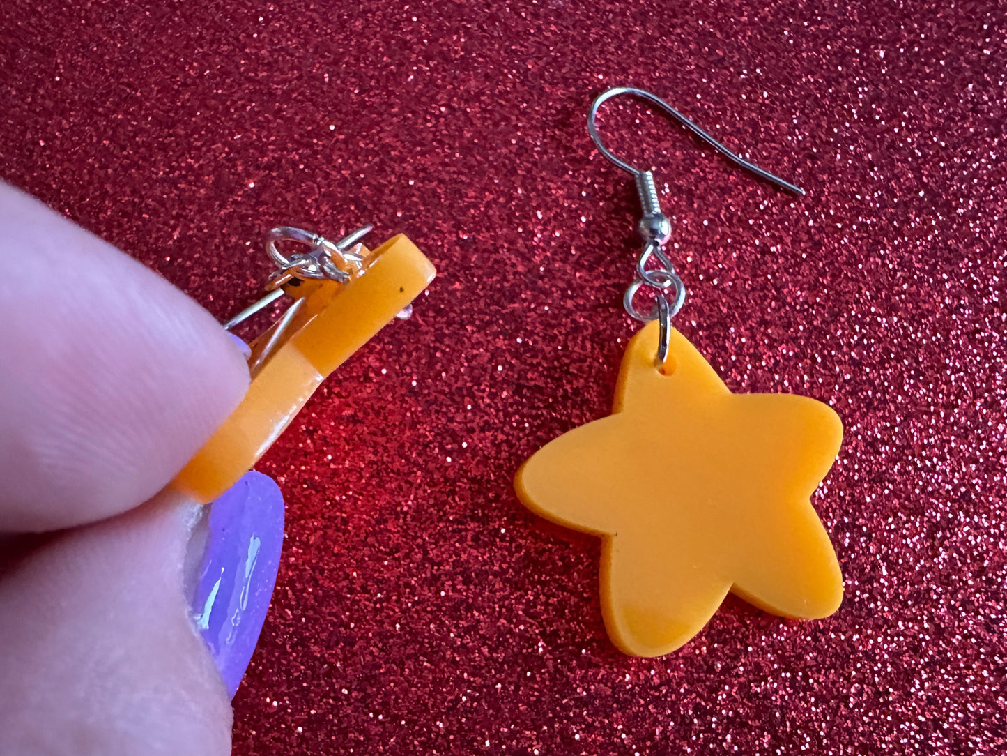 5 Point Star Earrings: Laser Cut Acrylic Stars, Night Sky, Dangle Stars, Xmas, Christmas Tree Topper, Christmas Star, Gifts for Her/Him/Them
