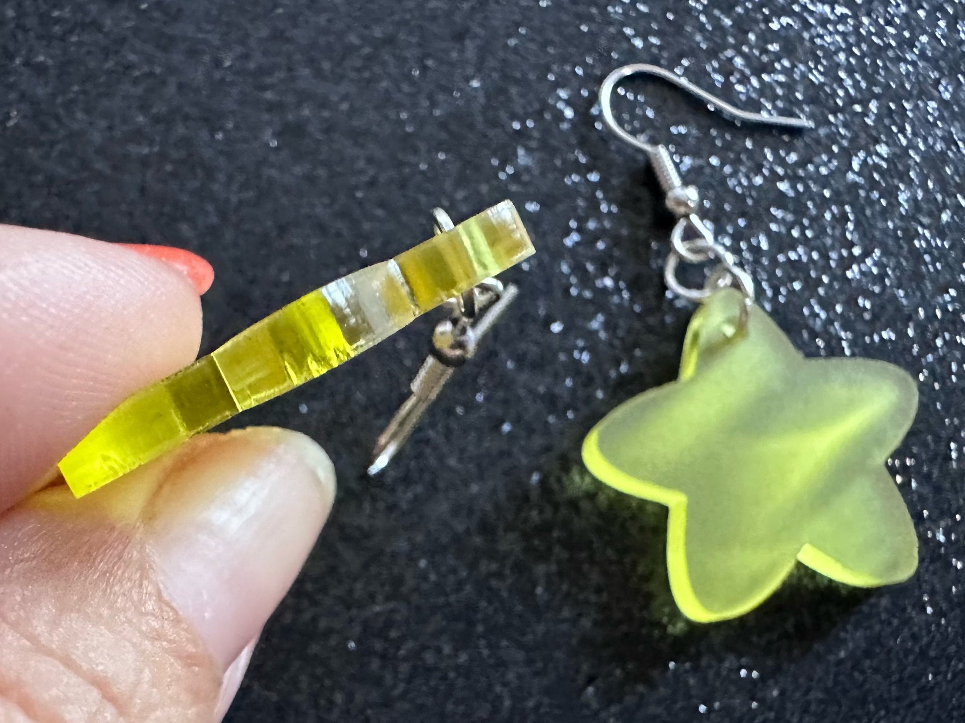 5 Point Star Earrings: Laser Cut Acrylic Stars, Night Sky, Dangle Stars, Xmas, Christmas Tree Topper, Christmas Star, Gifts for Her/Him/Them