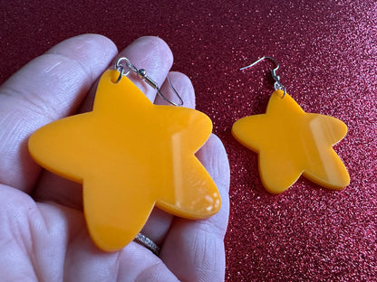 5 Point Star Earrings: Laser Cut Acrylic Stars, Night Sky, Dangle Stars, Xmas, Christmas Tree Topper, Christmas Star, Gifts for Her/Him/Them