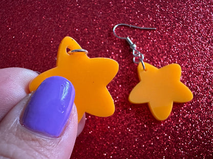 5 Point Star Earrings: Laser Cut Acrylic Stars, Night Sky, Dangle Stars, Xmas, Christmas Tree Topper, Christmas Star, Gifts for Her/Him/Them