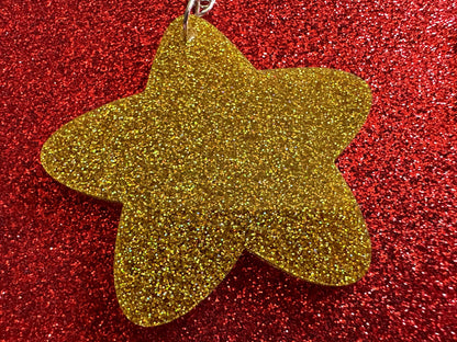 5 Point Star Earrings: Laser Cut Acrylic Stars, Night Sky, Dangle Stars, Xmas, Christmas Tree Topper, Christmas Star, Gifts for Her/Him/Them