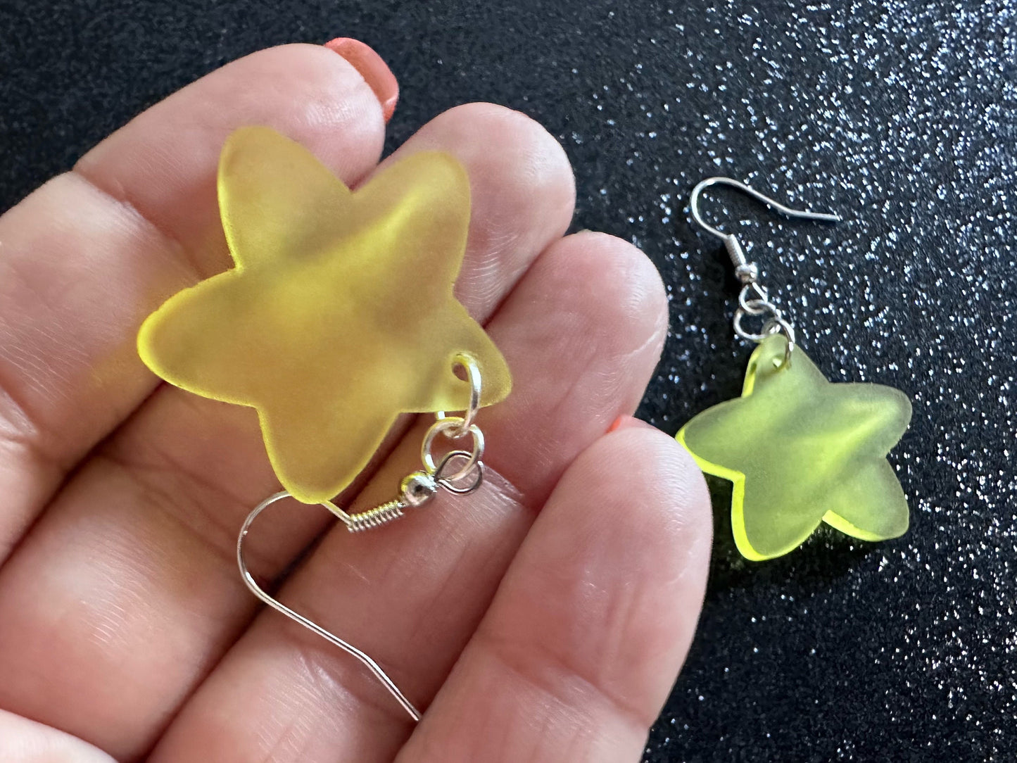 5 Point Star Earrings: Laser Cut Acrylic Stars, Night Sky, Dangle Stars, Xmas, Christmas Tree Topper, Christmas Star, Gifts for Her/Him/Them