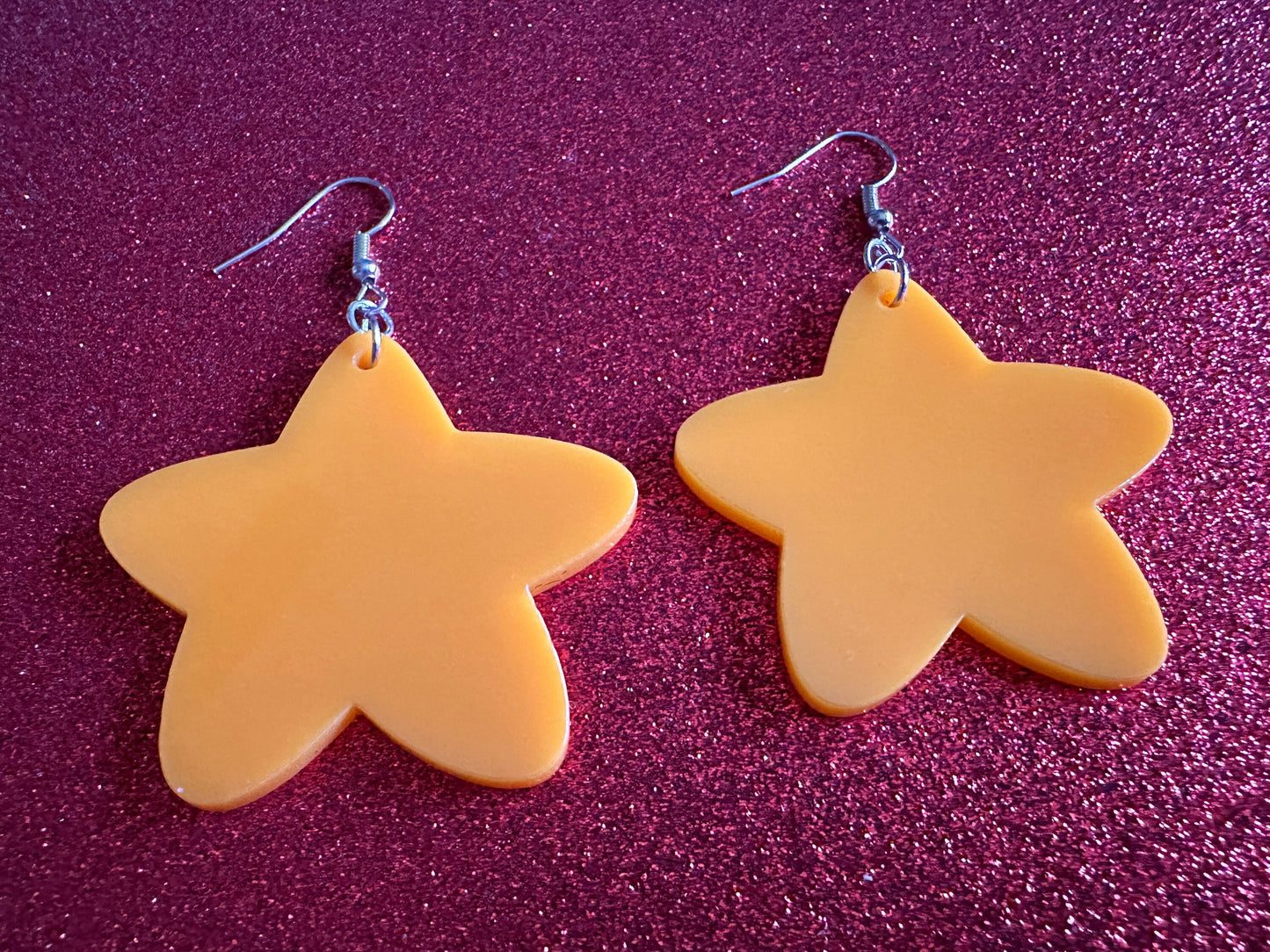 5 Point Star Earrings: Laser Cut Acrylic Stars, Night Sky, Dangle Stars, Xmas, Christmas Tree Topper, Christmas Star, Gifts for Her/Him/Them