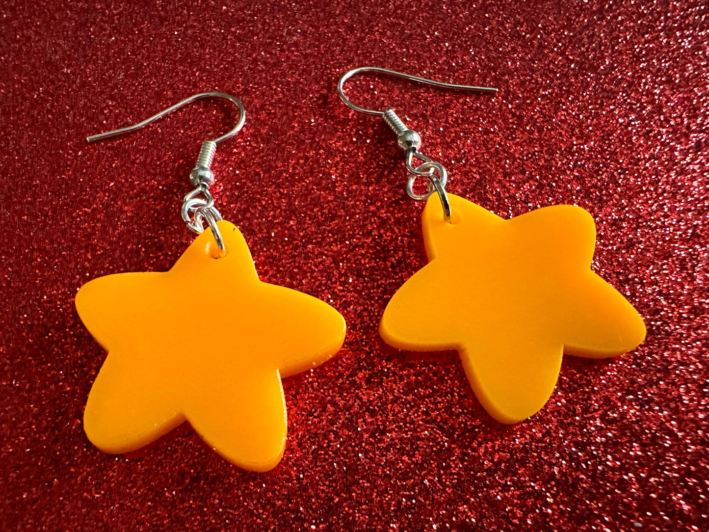 5 Point Star Earrings: Laser Cut Acrylic Stars, Night Sky, Dangle Stars, Xmas, Christmas Tree Topper, Christmas Star, Gifts for Her/Him/Them