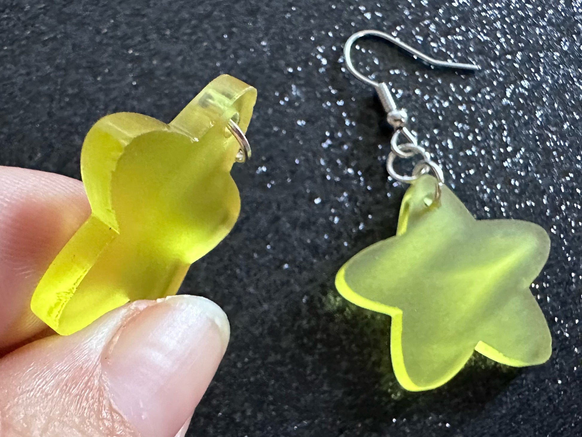5 Point Star Earrings: Laser Cut Acrylic Stars, Night Sky, Dangle Stars, Xmas, Christmas Tree Topper, Christmas Star, Gifts for Her/Him/Them