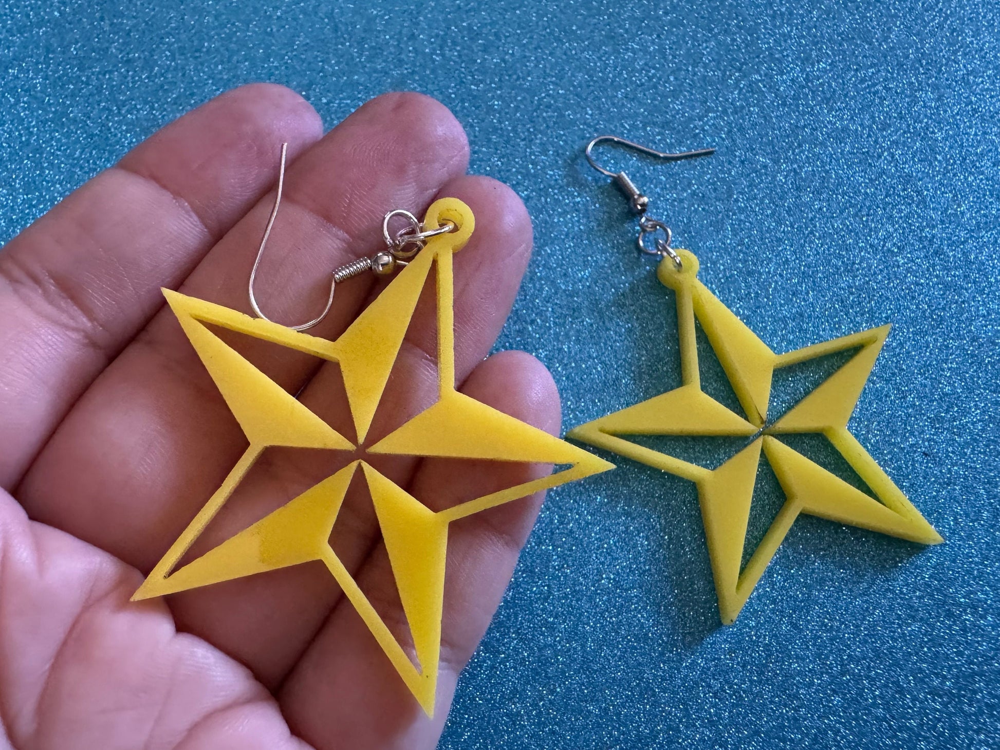 5 Point Star Earrings: Laser Cut Acrylic Stars, Night Sky, Dangle Stars, Xmas, Christmas Tree Topper, Christmas Star, Gifts for Her/Him/Them