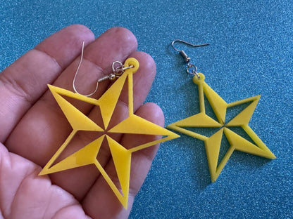 5 Point Star Earrings: Laser Cut Acrylic Stars, Night Sky, Dangle Stars, Xmas, Christmas Tree Topper, Christmas Star, Gifts for Her/Him/Them