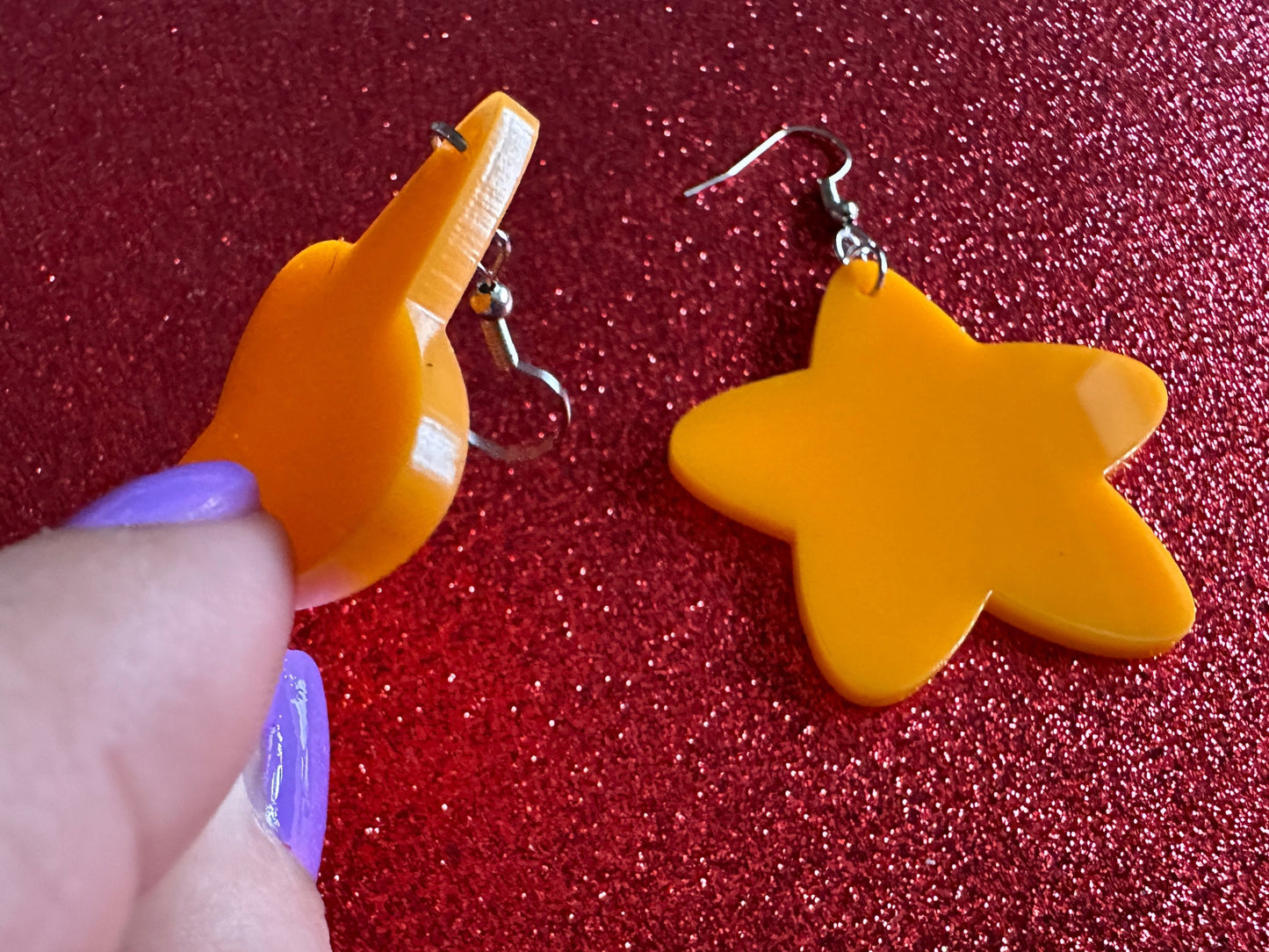 5 Point Star Earrings: Laser Cut Acrylic Stars, Night Sky, Dangle Stars, Xmas, Christmas Tree Topper, Christmas Star, Gifts for Her/Him/Them