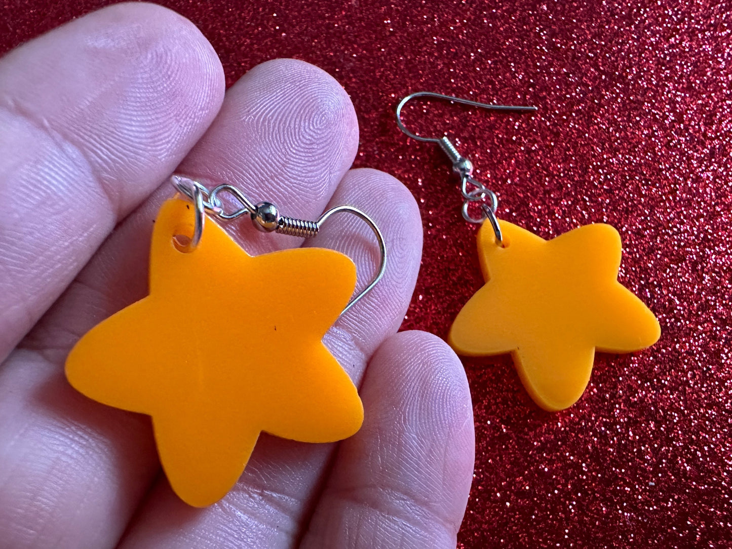 5 Point Star Earrings: Laser Cut Acrylic Stars, Night Sky, Dangle Stars, Xmas, Christmas Tree Topper, Christmas Star, Gifts for Her/Him/Them